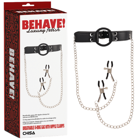 Breathable O-ring Gag with Nipple Clamps