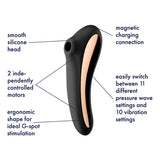 Satisfyer Dual Kiss Clitoral Stimulator G-Spot Vibrator (Black)